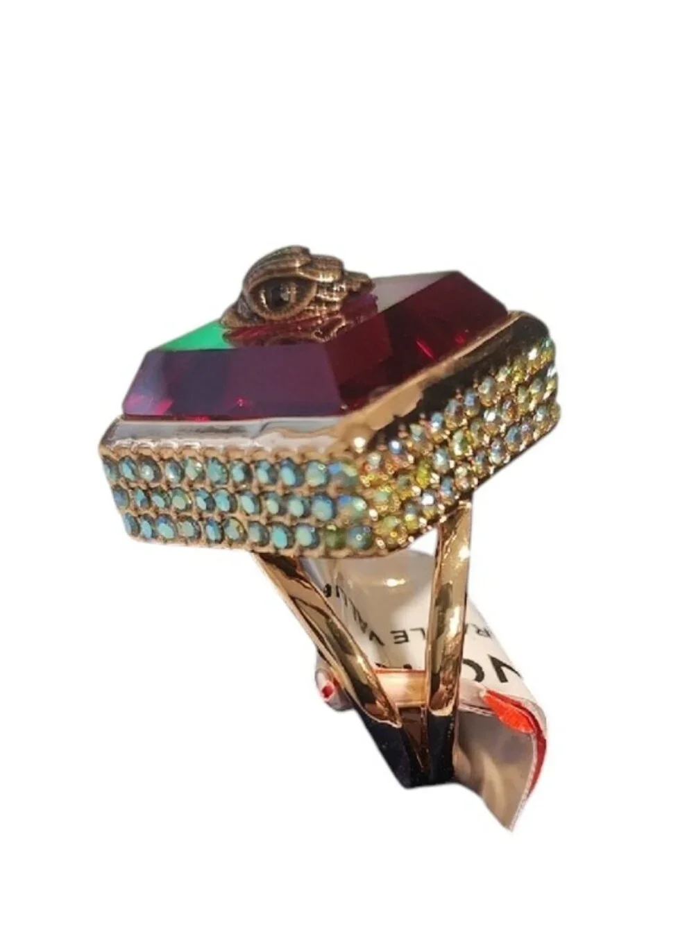 Kurt Geiger London Square Stone Cocktail Ring Pink NWT
